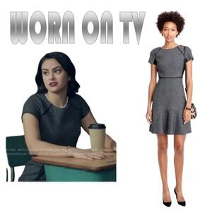 J.CREW Checkered Wool Flutter Dress Size 12 ASO Veronica Lodge Riverdale Episode